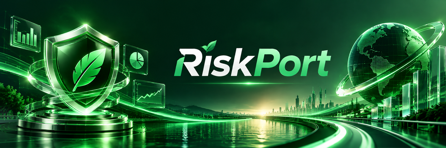 RiskPort shield and navigation infrastructure across a green digital financial landscape